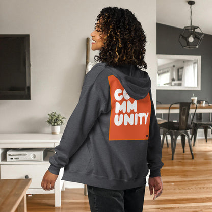 A Community in Tangerine Unisex Zip-Up Hoodie