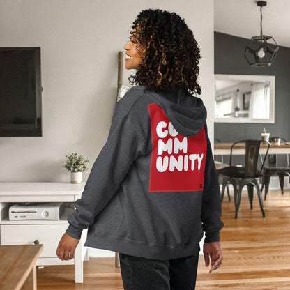 A Community in Crimson Unisex Zip-Up Hoodie - Available in Assorted Colors