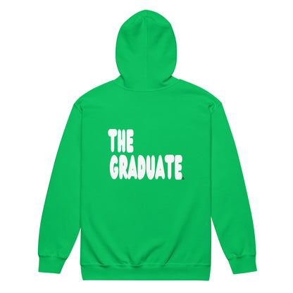 Green hoodie with 'THE GRADUATE' text on a white background