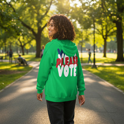 Please Vote Unisex Zip-Up Hoodie - Available in Assorted Colors
