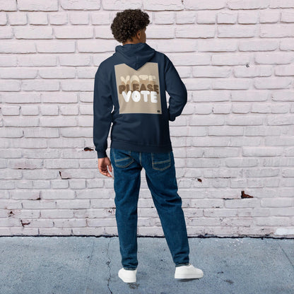 Please Vote in Brown Unisex Zip-Up Hoodie - Available in Assorted Colors