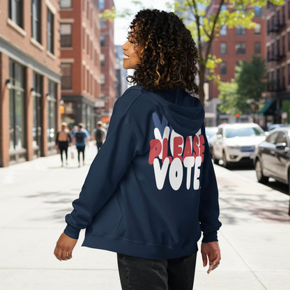 Please Vote Unisex Zip-Up Hoodie - Available in Assorted Colors