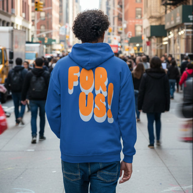 For Us in Blue and Orange Unisex Zip-Up Hoodie