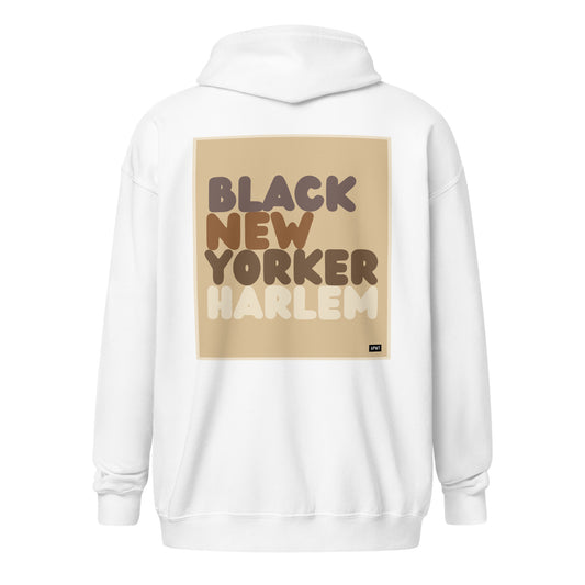 Black New Yorker Harlem Unisex Zip-Up Hoodie - The APWT Gift Shop