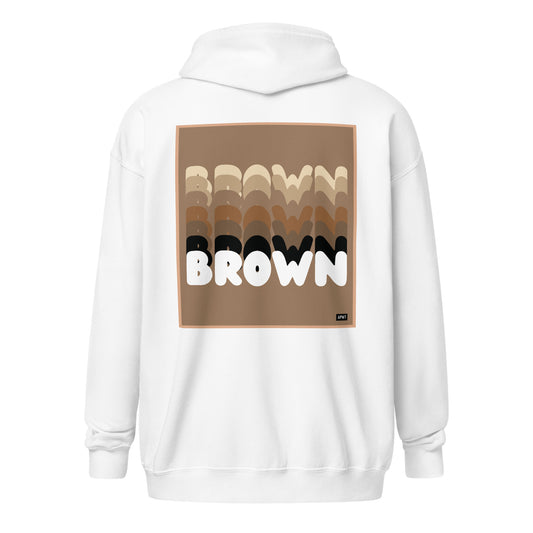 Shades in Brown Unisex Zip-Up Hoodie - The APWT Gift Shop