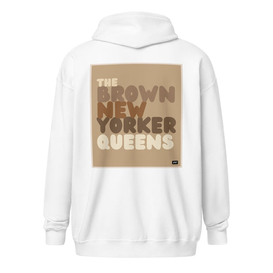 The Brown New Yorker Queens Unisex Zip-Up Hoodie - The APWT Gift Shop