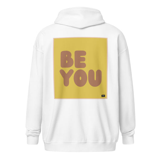 Be You in Yellow and Brown Unisex Zip-Up Hoodie - The APWT Gift Shop