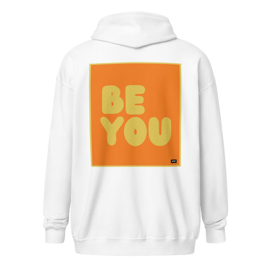 Be You in Orange and Yellow Unisex Zip-Up Hoodie - The APWT Gift Shop - The APWT Gift Shop