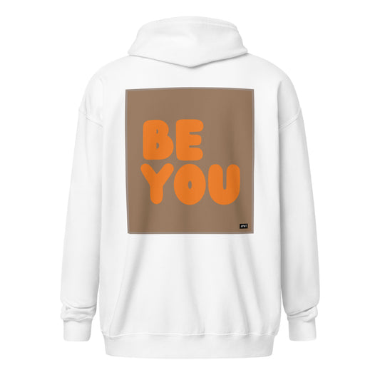 Be You in Brown and Orange Unisex Zip-Up Hoodie - The APWT Gift Shop