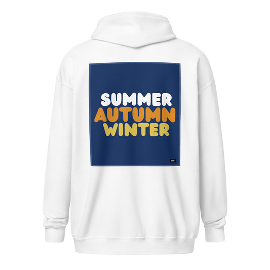 Autumn in Blue Unisex Zip-Up Hoodie - The APWT Gift Shop
