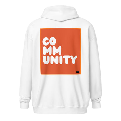 A Community in Tangerine Unisex Zip-Up Hoodie - The APWT Gift Shop