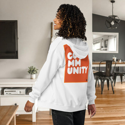 A Community in Tangerine Unisex Zip-Up Hoodie