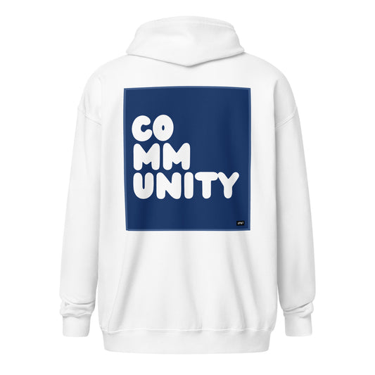 A Community in Dark Blue Unisex Zip-Up Hoodie - The APWT Gift Shop