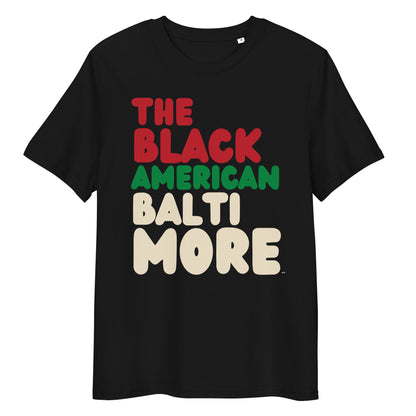 The APWT Gift Shop's the Black American Baltimore Premium Unisex T-Shirt from the Black Collection