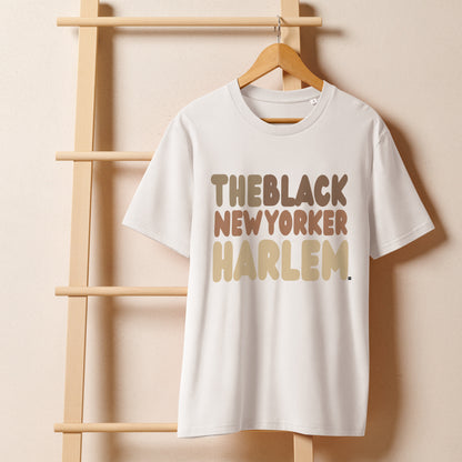 The Black NewYorker Harlem Premium Unisex T-Shirt in White on a Hanger
