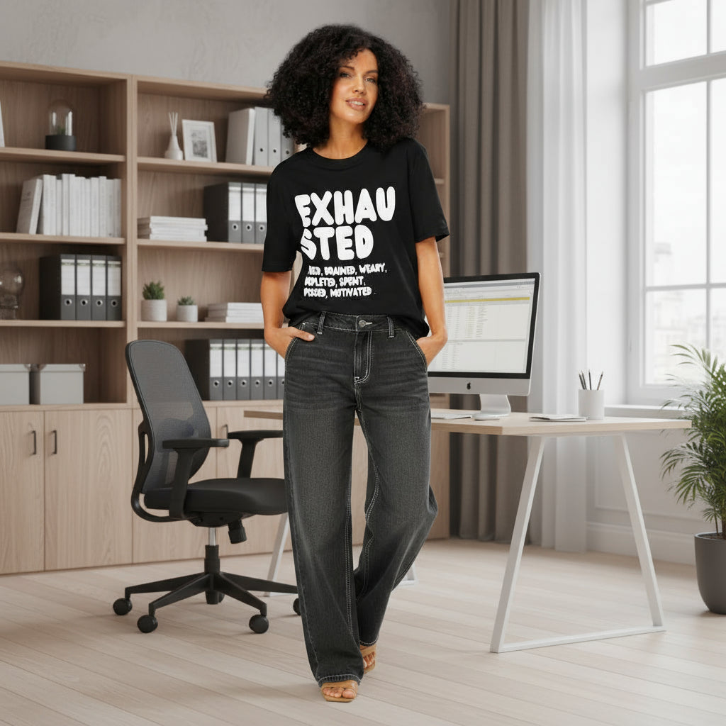 Exhausted in Black and White Premium Unisex T-Shirt - The APWT Gift Shop