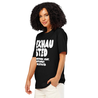 Exhausted in Black and White Premium Unisex T-Shirt - The APWT Gift Shop
