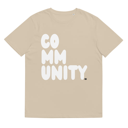 Community in Beige and White Premium Unisex T-Shirt - The APWT Gift Shop
