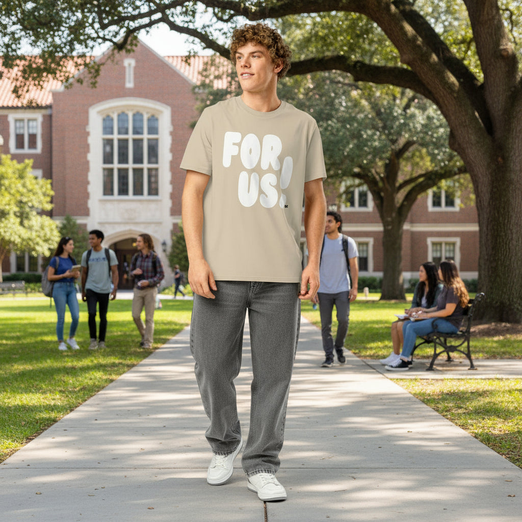 For Us in Beige and White Premium Unisex T-Shirt - The APWT Gift Shop