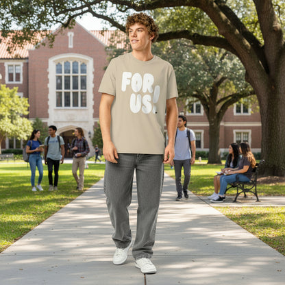 For Us in Beige and White Premium Unisex T-Shirt - The APWT Gift Shop