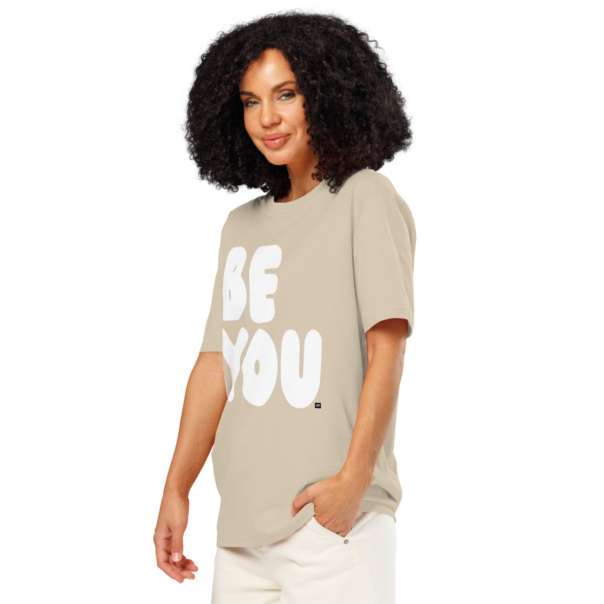 Be You in Beige and White Premium Unisex T-Shirt - The APWT Gift Shop