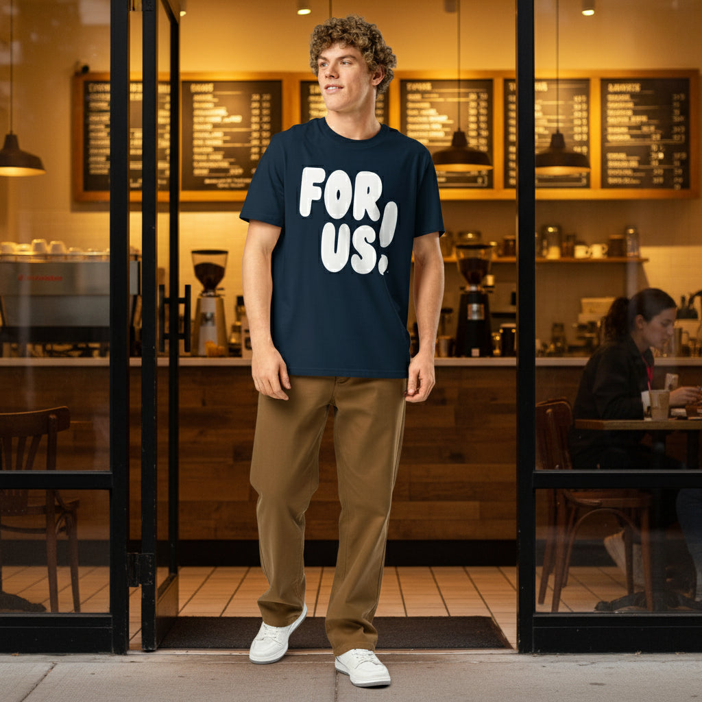 For Us in Blue and White Premium Unisex T-Shirt - The APWT Gift Shop