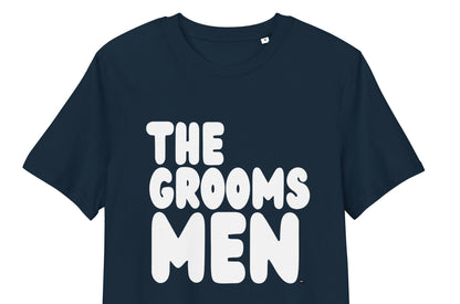The APWT Gift Shop's The Groomsmen Premium Unisex T-Shirt from the APWT Wedding Shop in Navy Blue