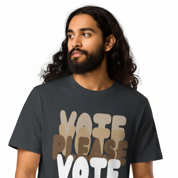Please Vote in Brown Premium Unisex T-Shirt - Available in Assorted Colors