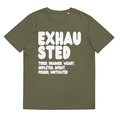 Exhausted in Green ad White Premium Unisex T-Shirt - The APWT Gift Shop