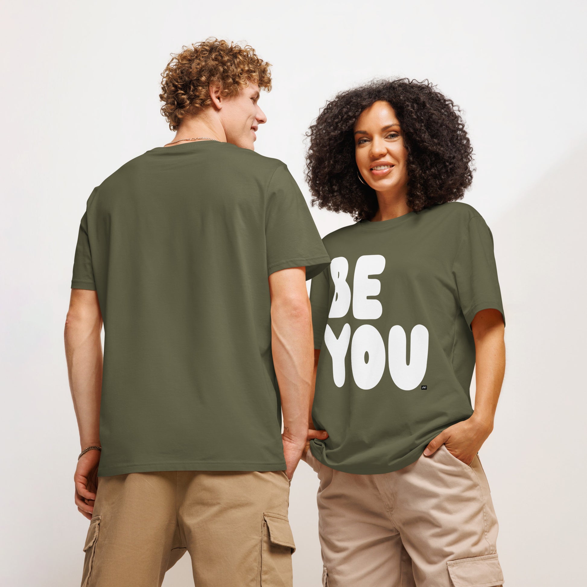 Be You in Green and White Premium Unisex T-Shirt - The APWT Gift Shop