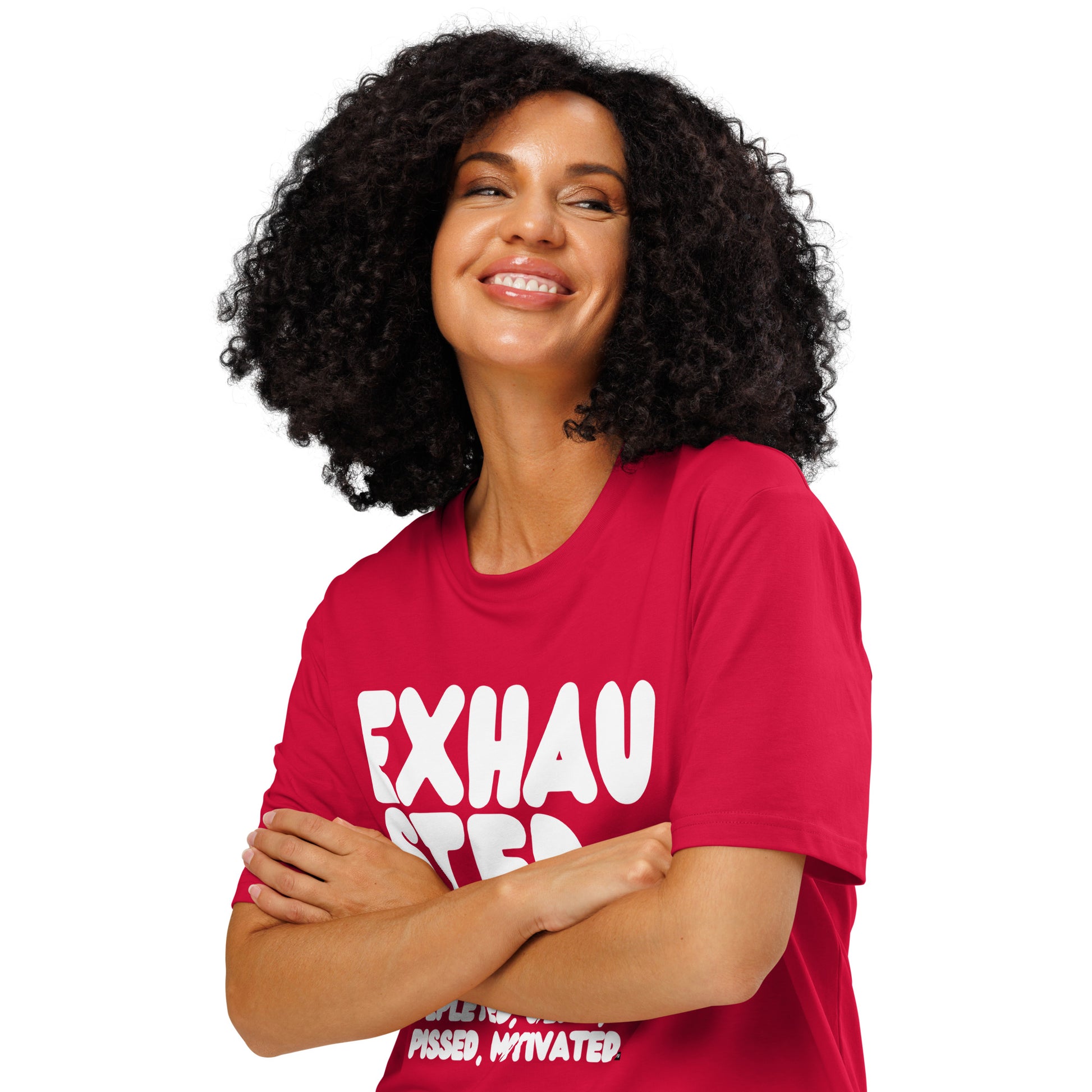Exhausted in Red and White Premium Unisex T-Shirt - The APWT Gift Shop