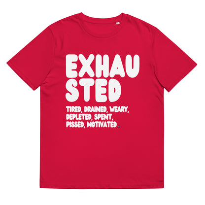 Exhausted in Red and White Premium Unisex T-Shirt - The APWT Gift Shop