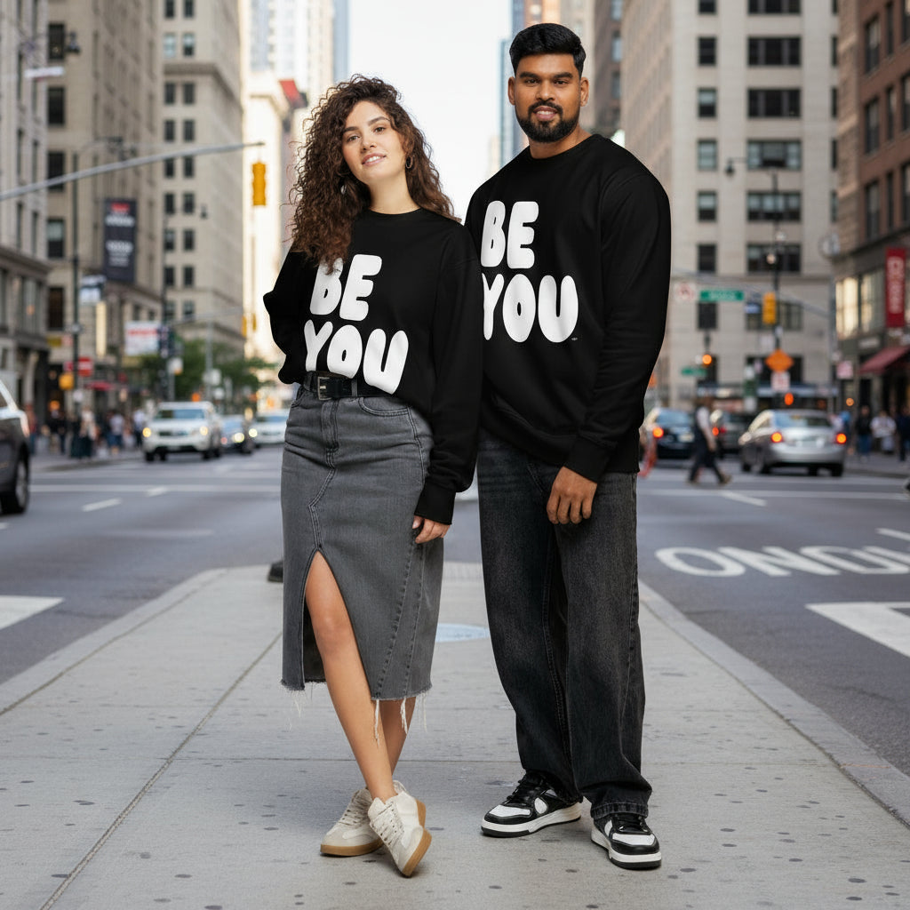 Be You in Black and White Premium Unisex Crew Neck Sweatshirt