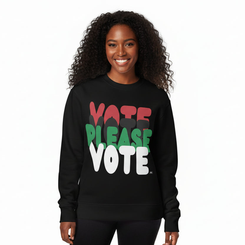 Please Vote in Black Premium Unisex Crew Neck Sweatshirt - The APWT Gift Shop