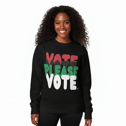 Please Vote in Black Premium Unisex Crew Neck Sweatshirt - The APWT Gift Shop