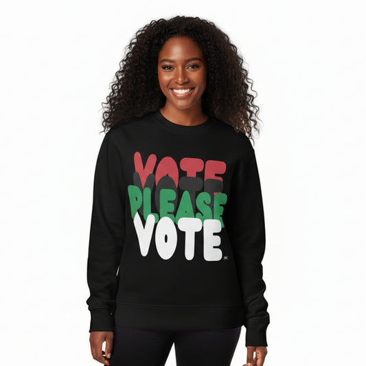 Please Vote in Black Premium Unisex Crew Neck Sweatshirt - The APWT Gift Shop
