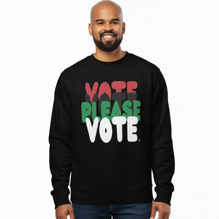 Please Vote in Black Premium Unisex Crew Neck Sweatshirt - The APWT Gift Shop