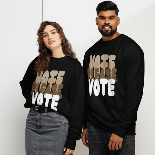 Please Vote in Brown Premium Unisex Crew Neck Sweatshirt - The APWT Gift Shop