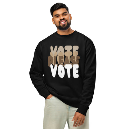 Please Vote in Brown Premium Unisex Crew Neck Sweatshirt - The APWT Gift Shop