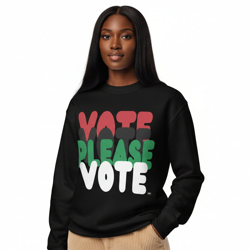Please Vote in Black Premium Unisex Crew Neck Sweatshirt - The APWT Gift Shop