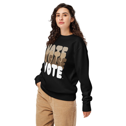 Please Vote in Brown Premium Unisex Crew Neck Sweatshirt - The APWT Gift Shop