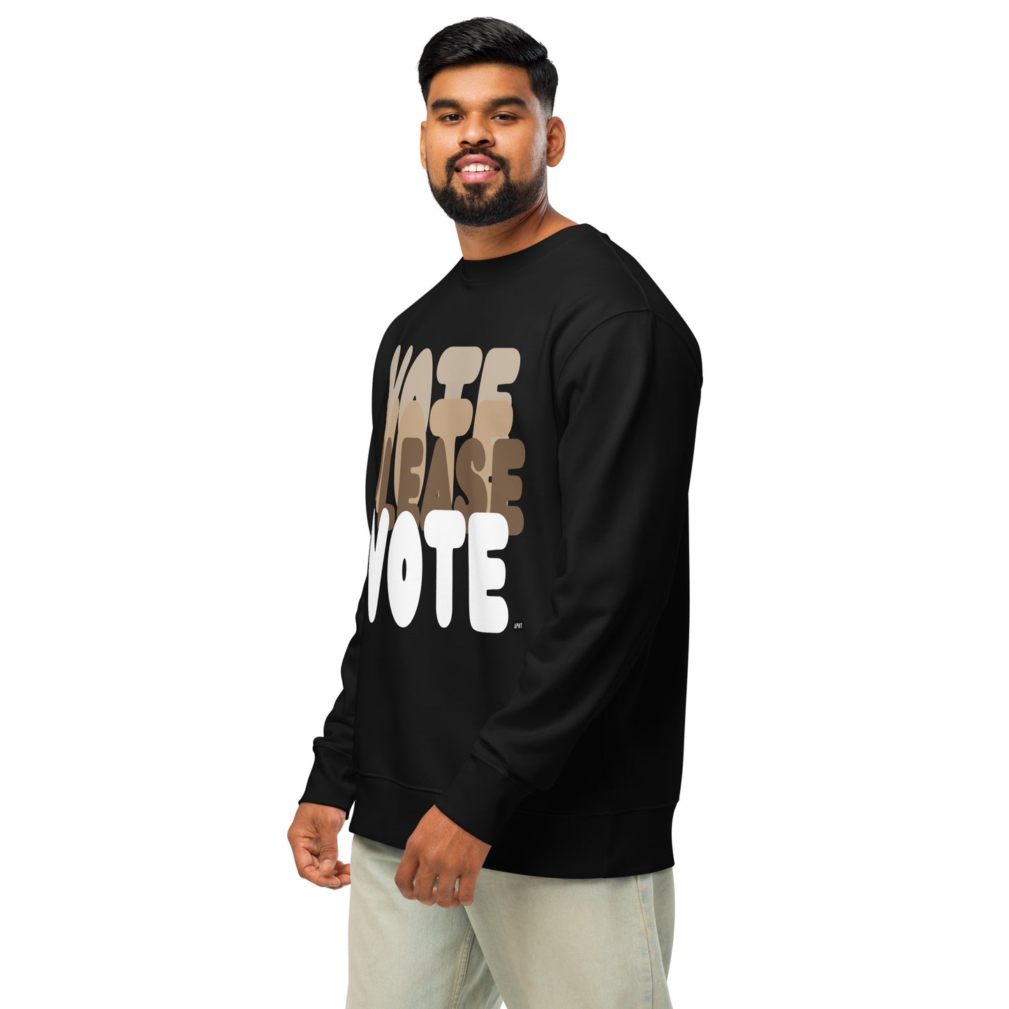 Please Vote in Brown Premium Unisex Crew Neck Sweatshirt - The APWT Gift Shop