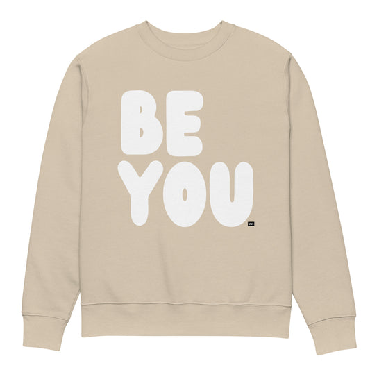 Be You in Beige and White Premium Unisex Crew Neck Sweatshirt - The APWT Gift Shop