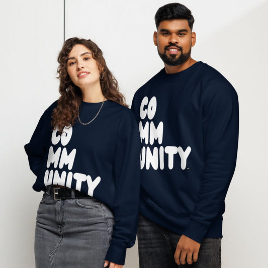 Community in Blue and White Premium Unisex Crew Neck Sweatshirt