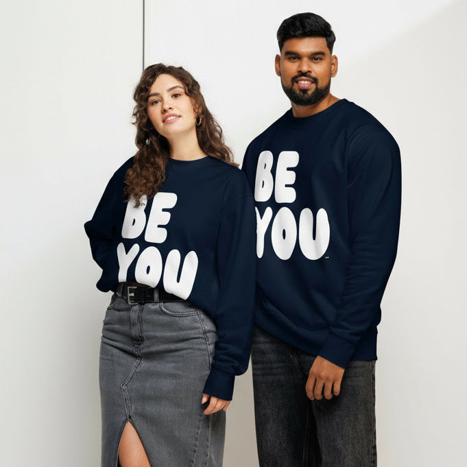 Be You in Blue and White Premium Unisex Crew Neck Sweatshirt - The APWT Gift Shop