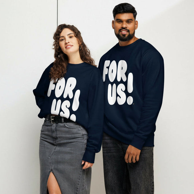 For Us in Blue and White Premium Unisex Crew Neck Sweatshirt - The APWT Gift Shop