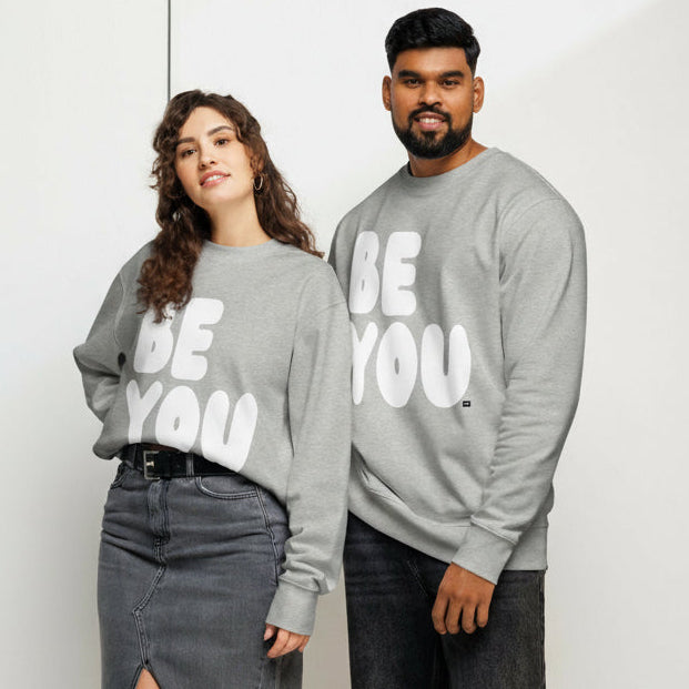 Be You in Grey and White Premium Unisex Crew Neck Sweatshirt - The APWT Gift Shop