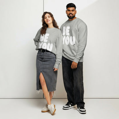Be You in Grey and White Premium Unisex Crew Neck Sweatshirt - The APWT Gift Shop