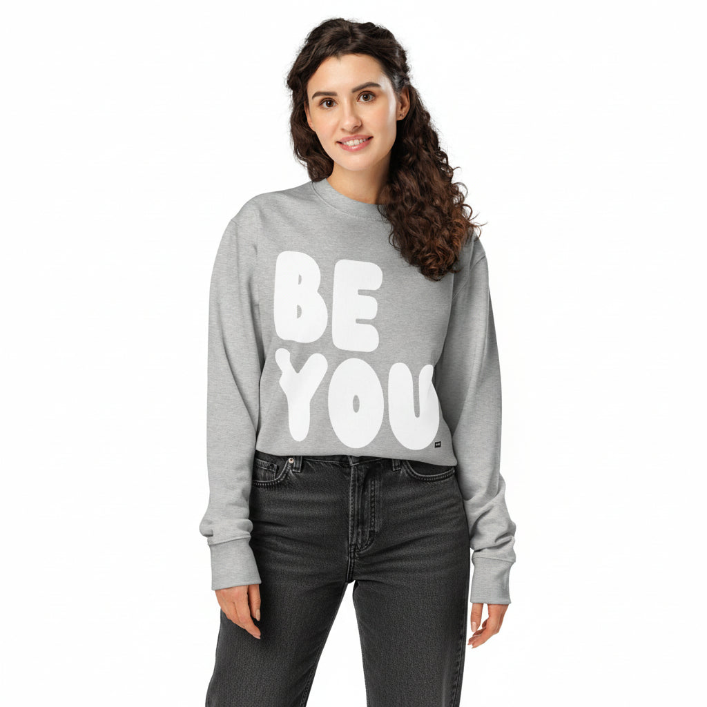 Be You in Grey and White Premium Unisex Crew Neck Sweatshirt - The APWT Gift Shop