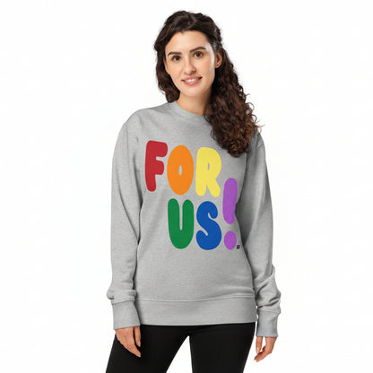 Woman wearing the APWT Gift Shop's Rainbow For Us Premium Unisex Crew Neck Sweatshirt in Grey